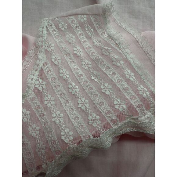 Vintage CAROL BRENT Sleeveless Lingerie Nightgown Lace Dacron Poly Pink Sz 34-36 - Picture 1 of 6
